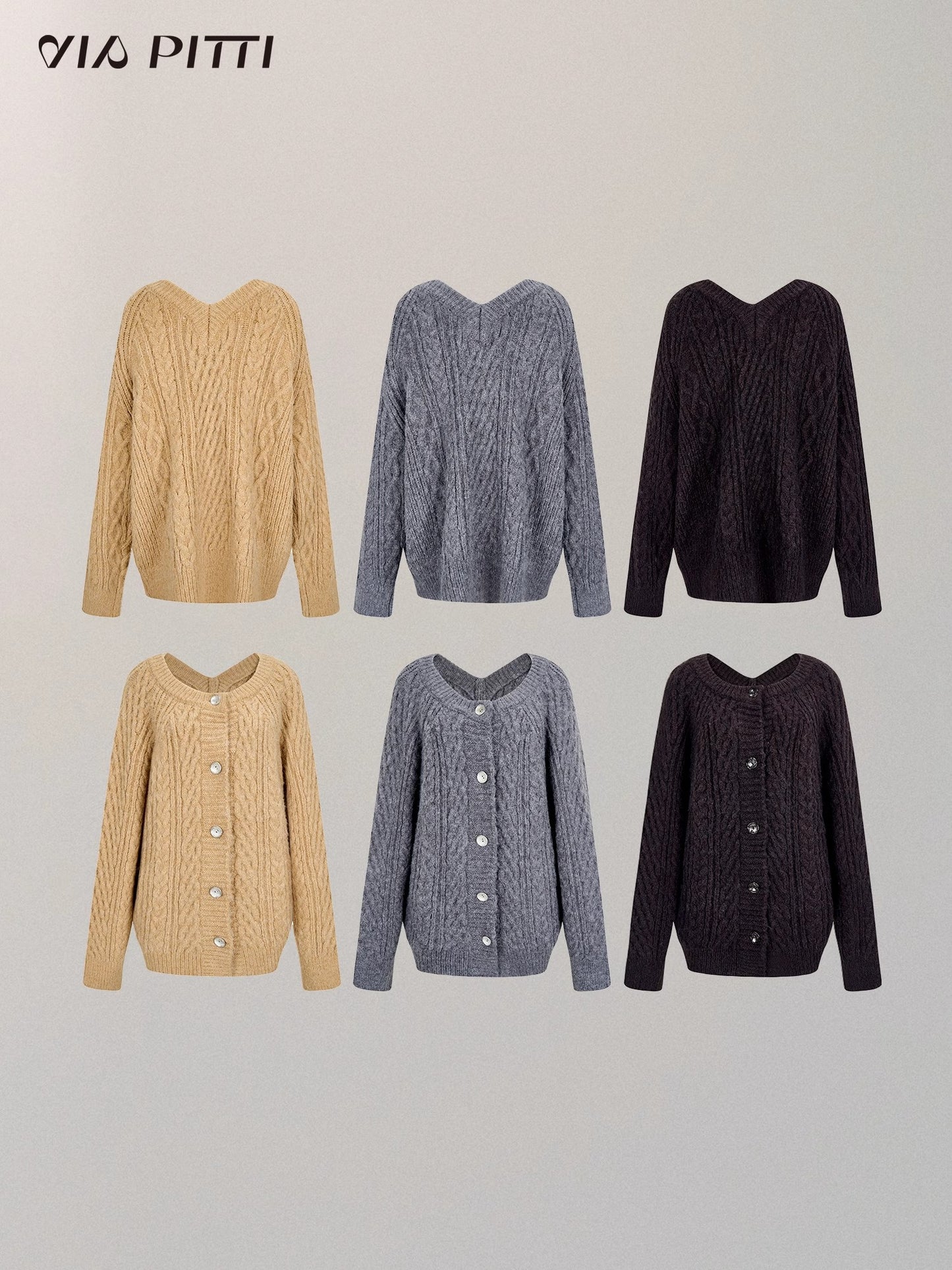 Twists Pattern Reversible V-neck Knit Cardigan NA4897