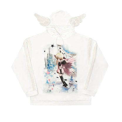 Angel Wing Print Hoodie NA6594