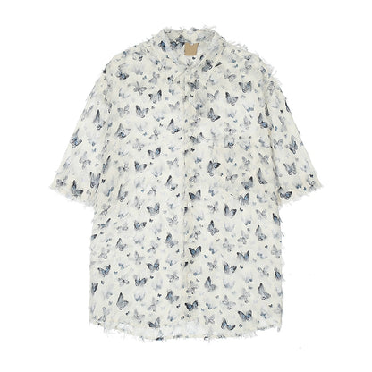 Butterfly Tassel Oversize Short Sleeve Shirt NA3101