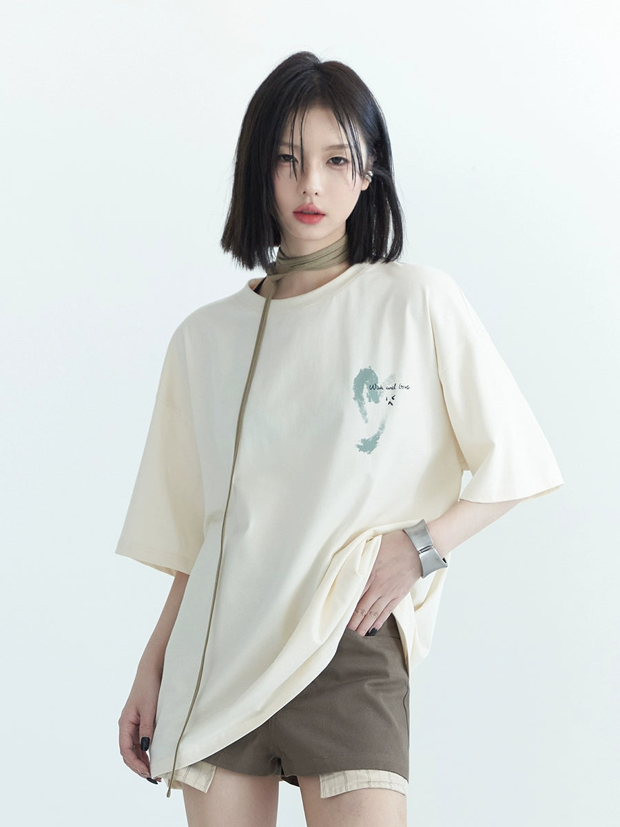 Back Print Oversize Short Sleeve T-Shirt NA2740