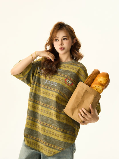 Striped Oversize Short Sleeve T-shirt NA3047