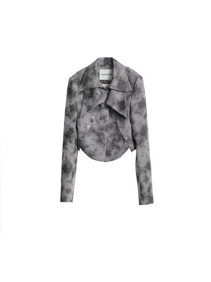 Fake Layered Tie Dyed Slim Fit Double Neck Thin Jacket NA5177