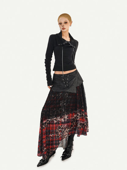 Lace Patchwork Tie Long Knit Long Sleeve T-Shirt NA8591