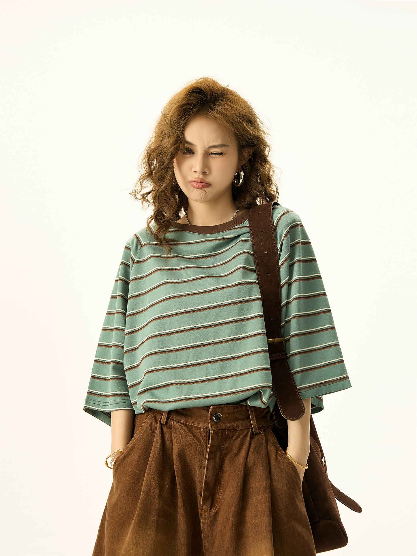 Striped Short Sleeve Oversize T-shirt NA3102