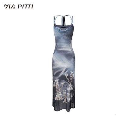 With Hanging Straps Mesh Mermaid Dress NA4712