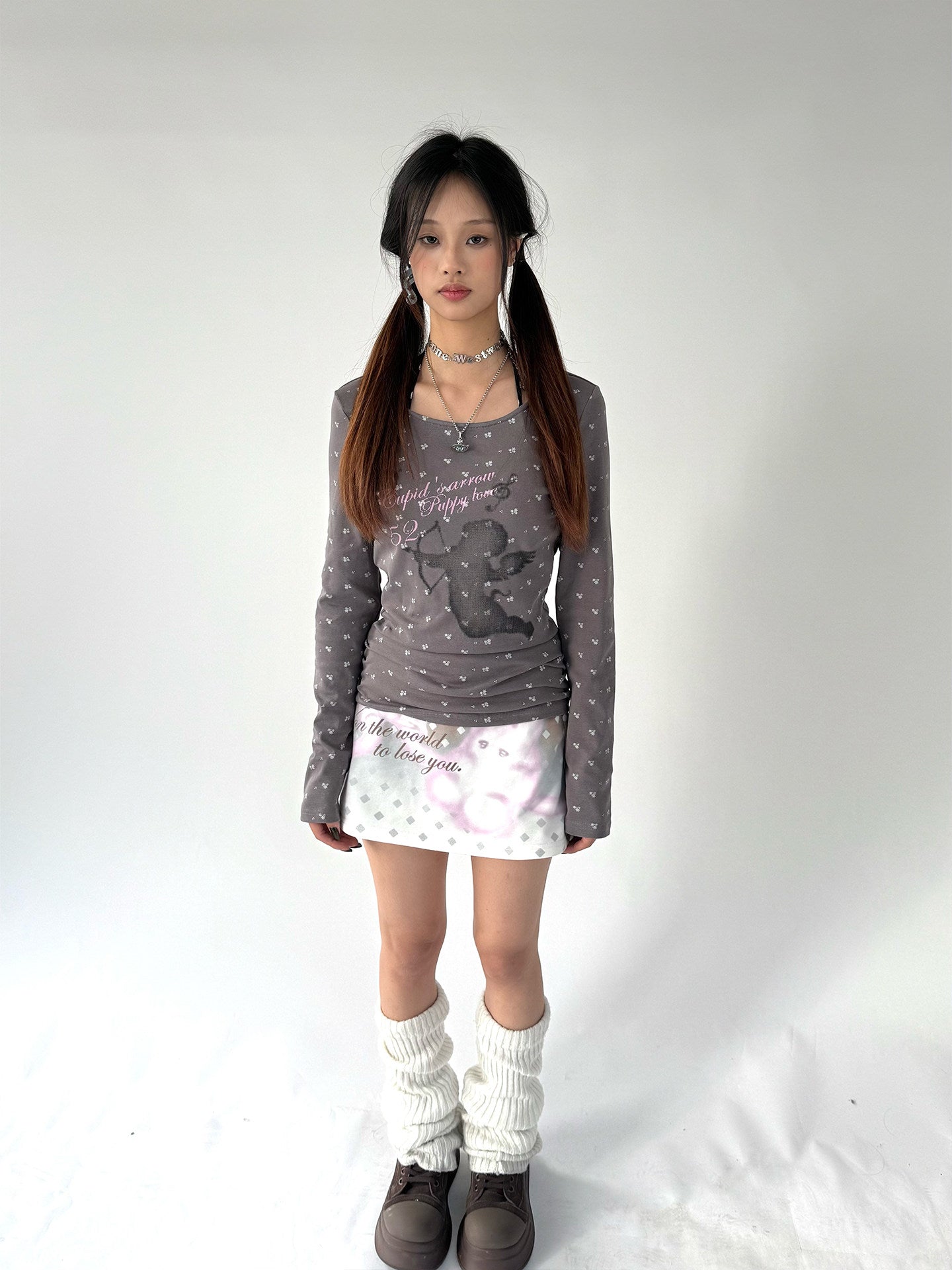 Graphic Print A-Line Short Skirt NA9265