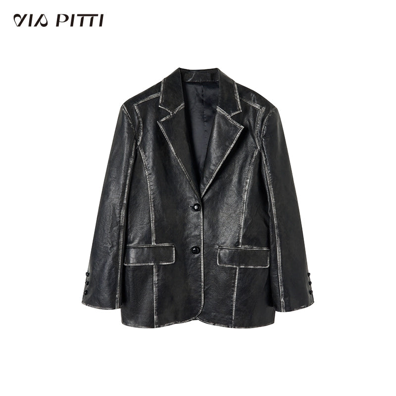 PU Leather Jacket & PU Leather Belted Skirt Setup NA4671