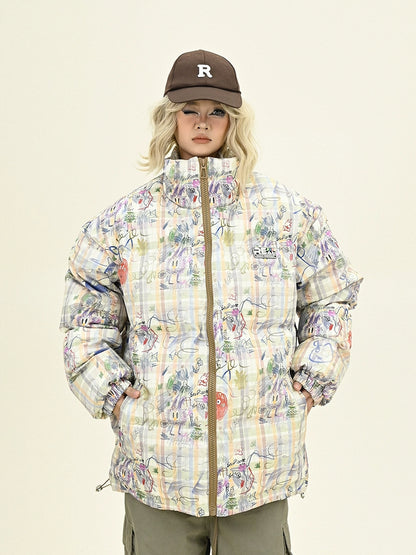 Graffiti Design Oversize Puffer Jacket NA6195