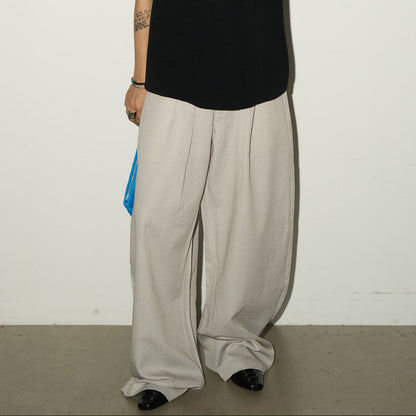 Pleats Elastic Waist Wide Leg Trousers NA9116