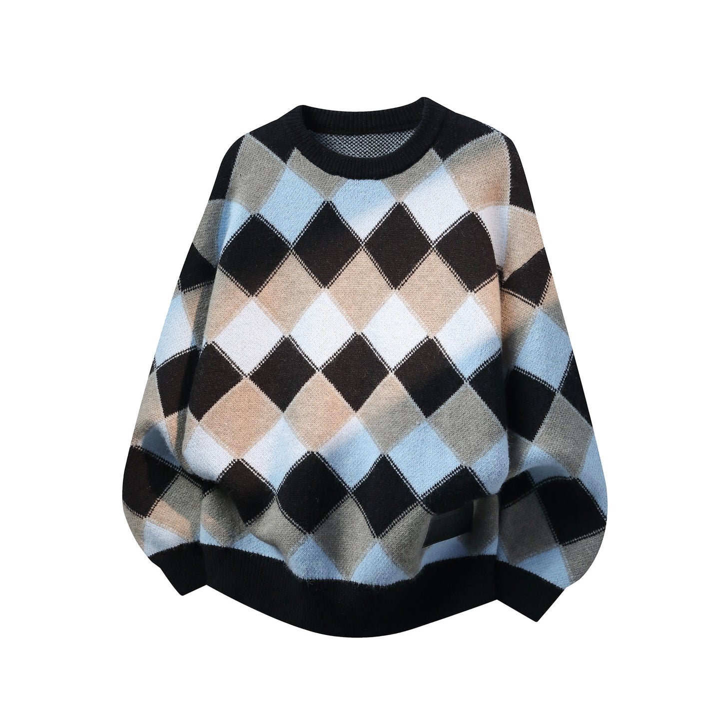 Heavyweight Diamond Pattern Oversize Hooded Knit Cardigan & Knit Sweater NA8871