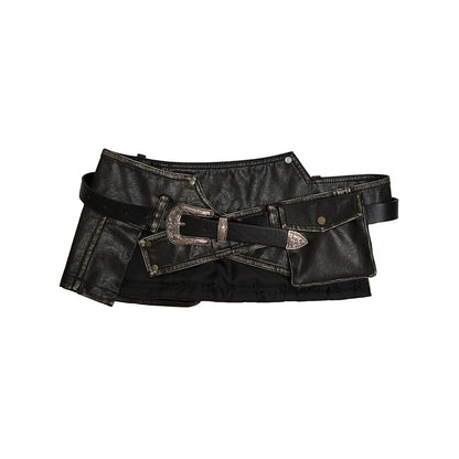 Folding Deconstructed Brushed PU Leather Waist Cover NA6048