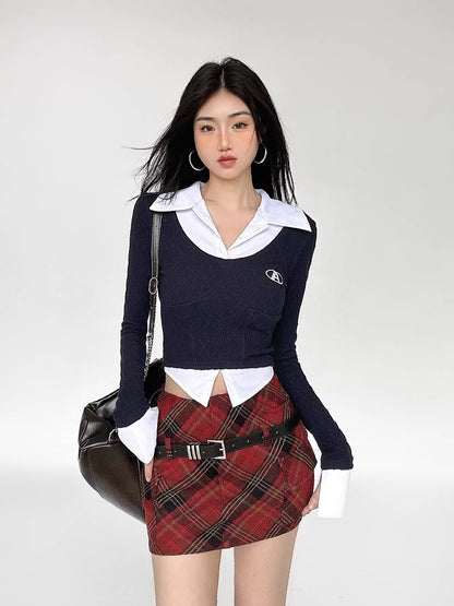 Plaid High Waist Short Skirt NA4611