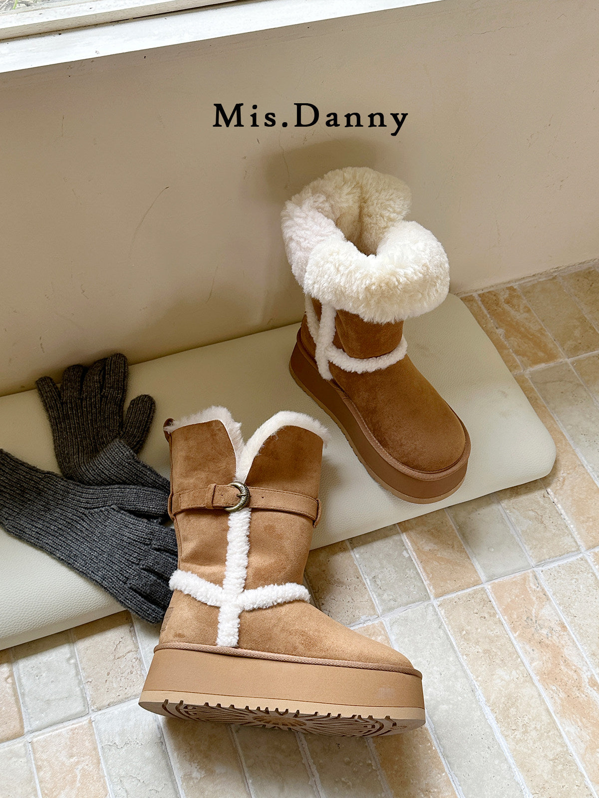 Fur Trim Platform Mid-Calf Boots NA8745