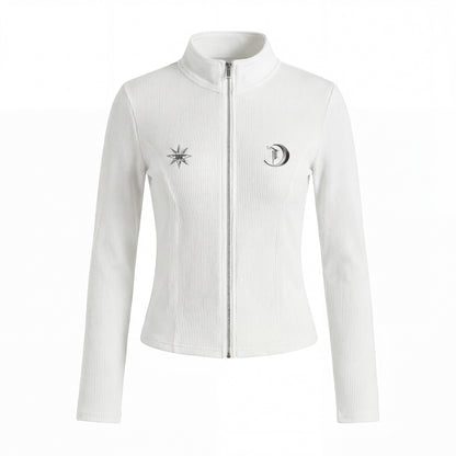 Standing-Collar Zipper Slim Fit Long Sleeve T-Shirt NA8943