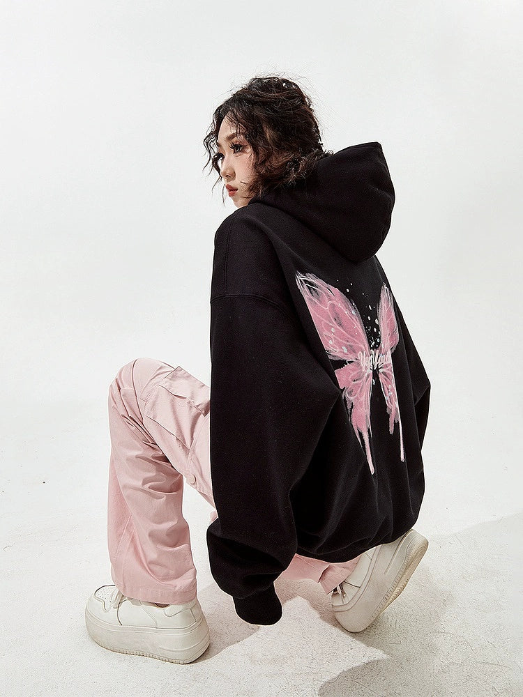 Butterfly Print Oversized Hoodie NA2667