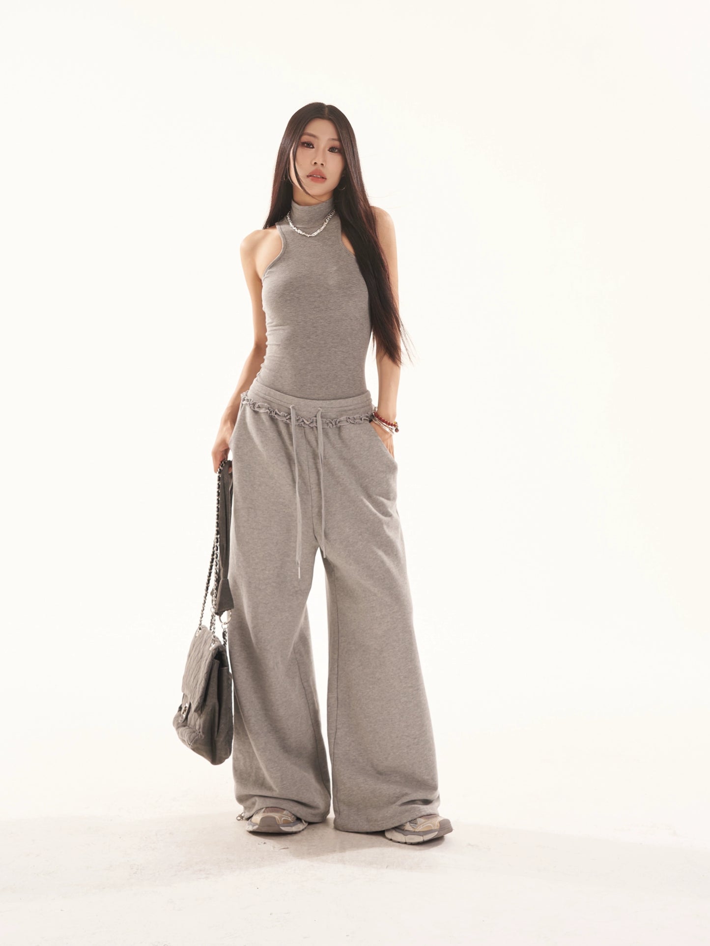 Wide Leg Fril Design Sweatpants NA3753