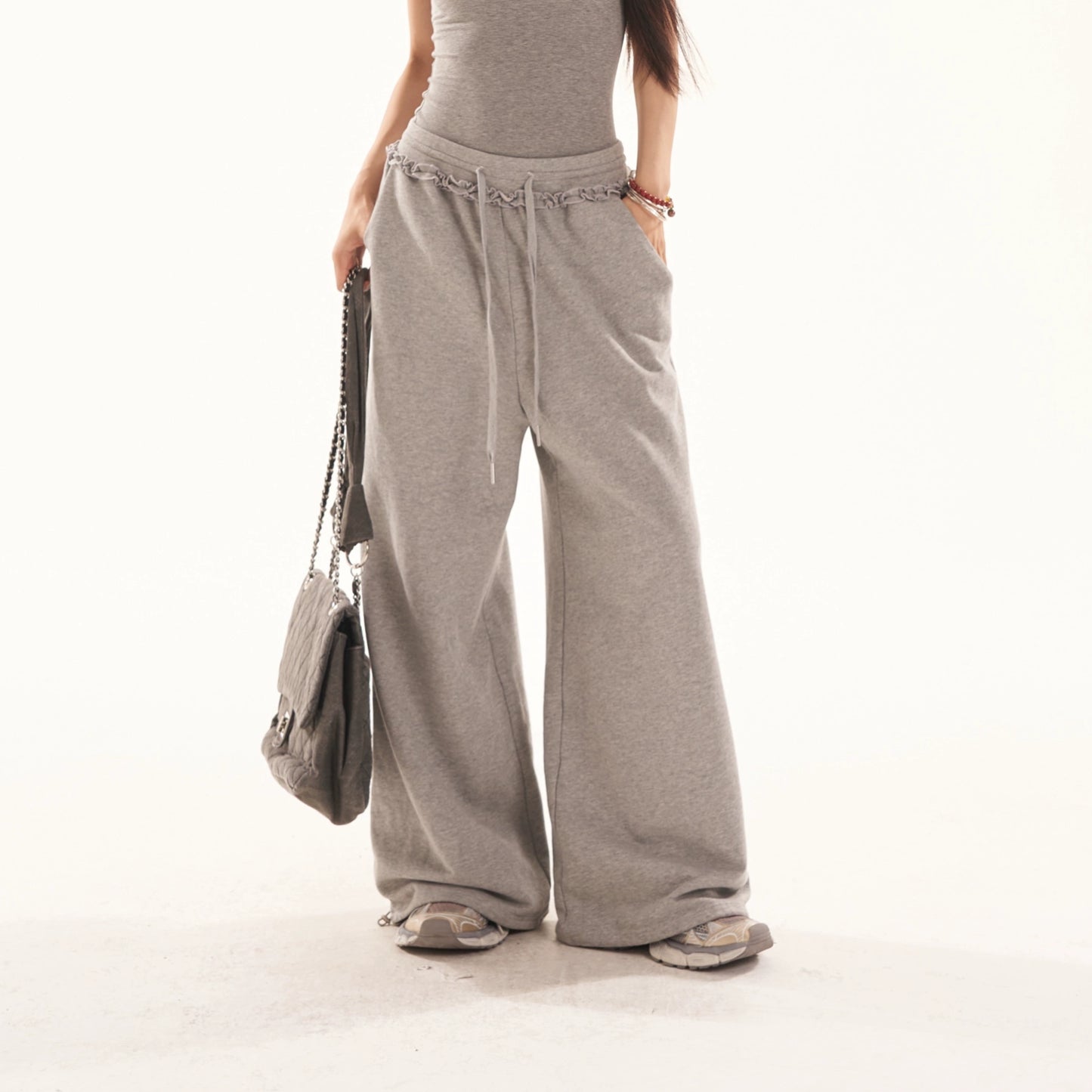 Wide Leg Fril Design Sweatpants NA3753