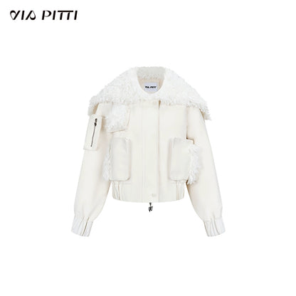 Big Flip Collar Short Fluffy Jacket NA5076