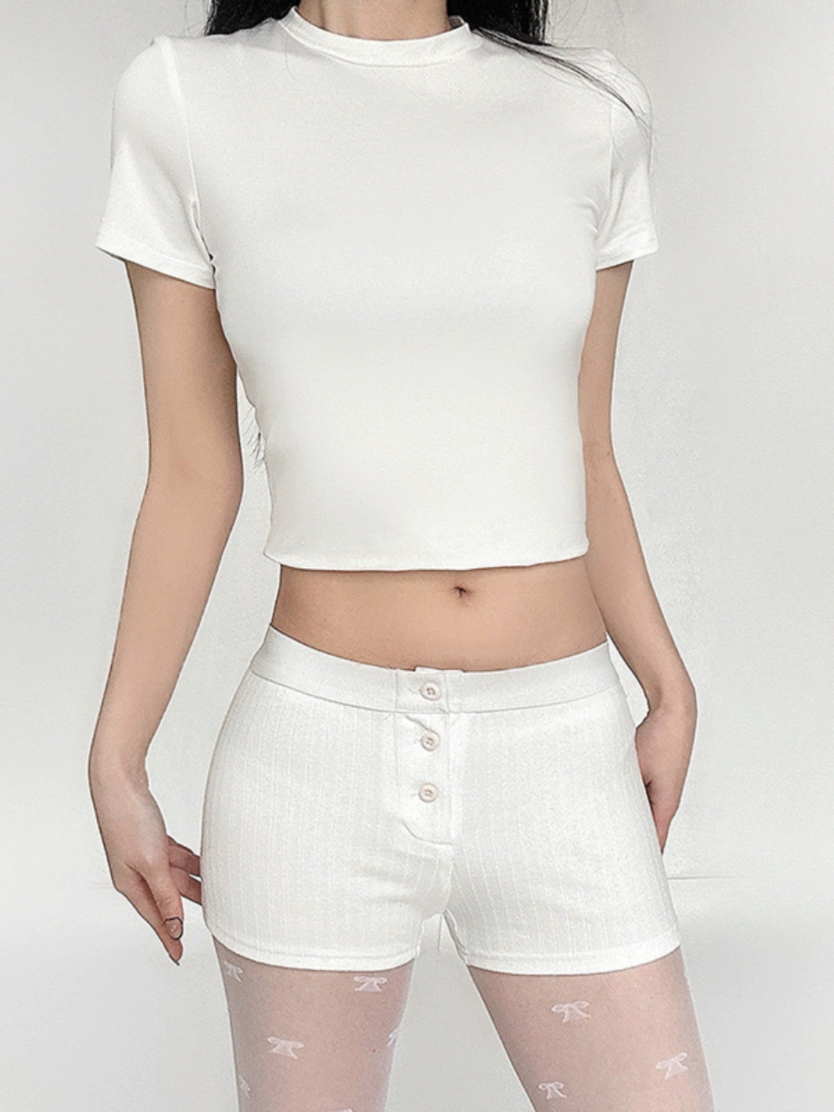 Knitted Low Waist Sporty Shorts NA4468