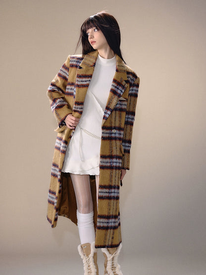 Plaid Woolen Long Coat NA5687