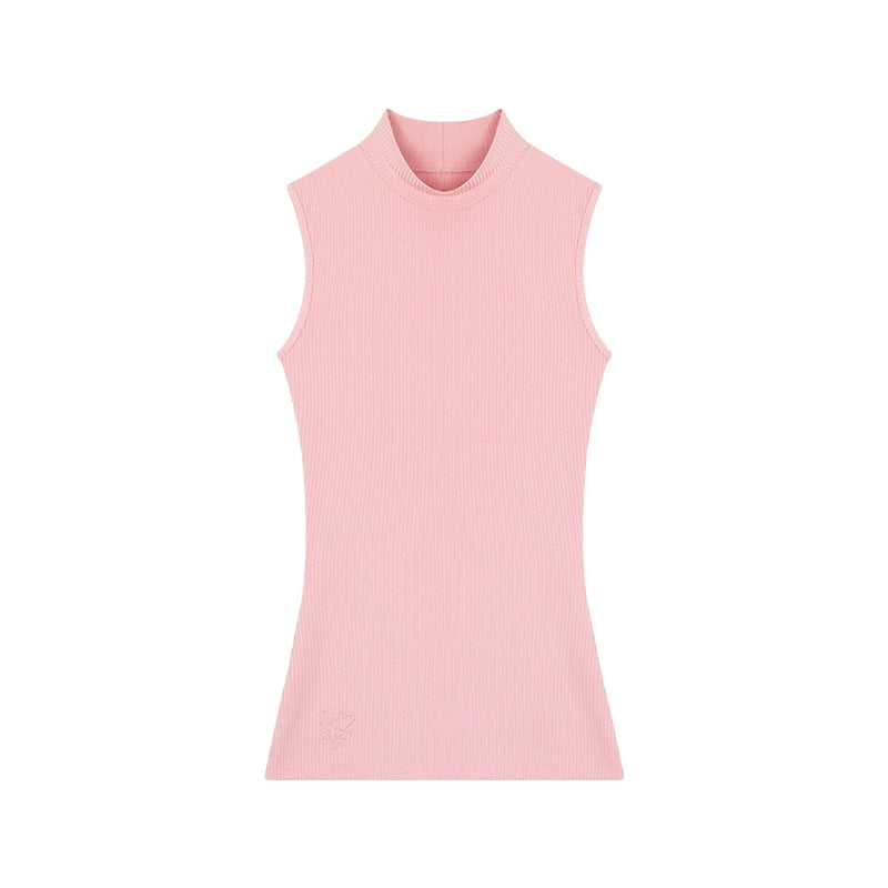 Stand Neck Sleeveless T-shirt NA3583