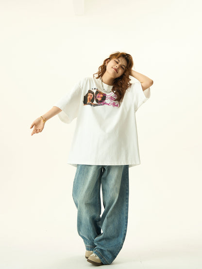 Oversize Letters Embroidery Short Sleeve T-shirt NA3062