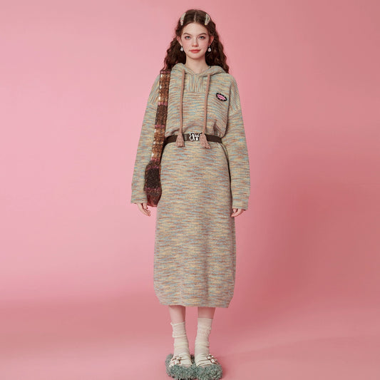 Hooded Knit Sweater Dress NA6776