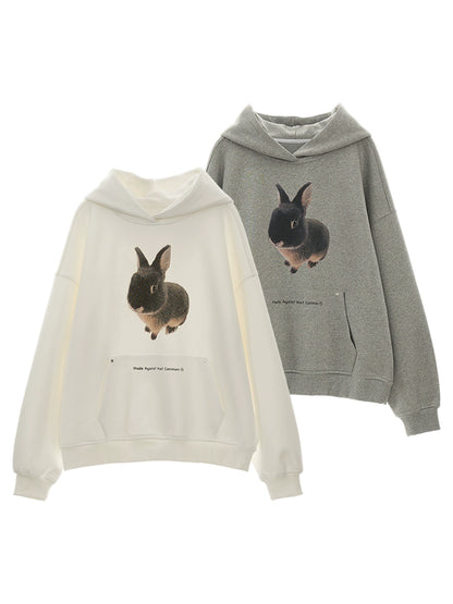 Rabbit Print Loose Hoodie NA5763