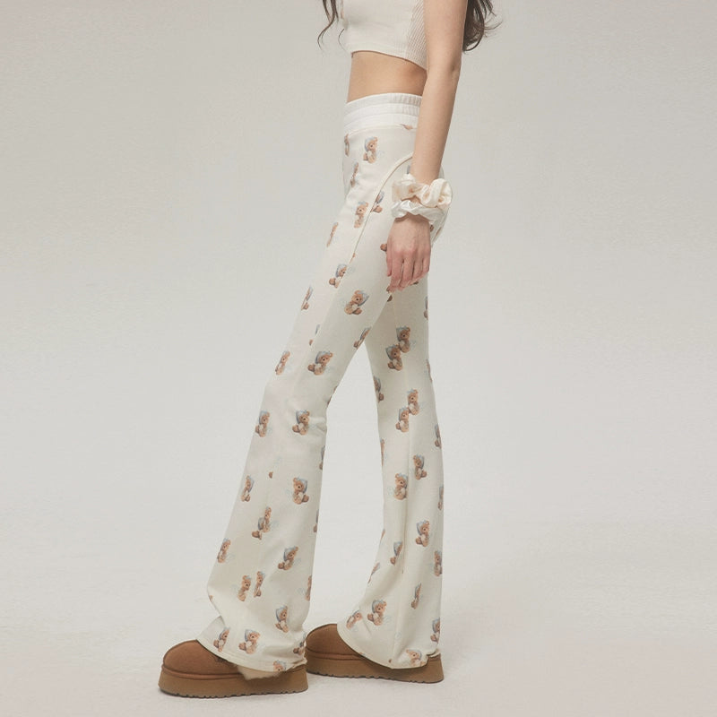 Bear Print Micro Flare Pants NA4022