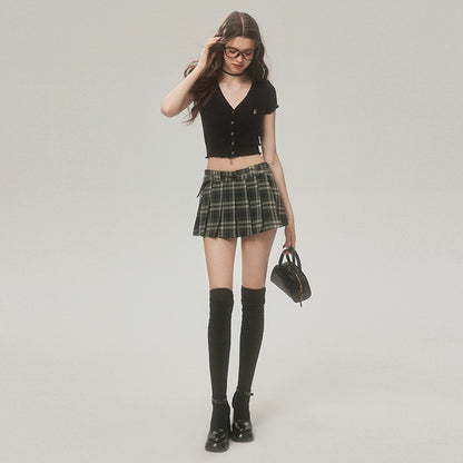 Checker Pleated Skirt NA4045