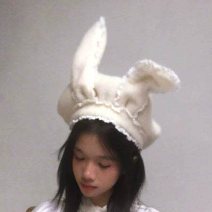 Wire Bunny Ear Lace Beret Hat NA8337