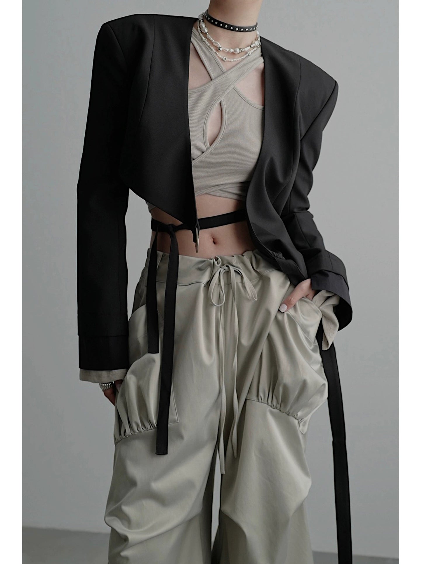 Asymmetric Collarless Jacket NA4279