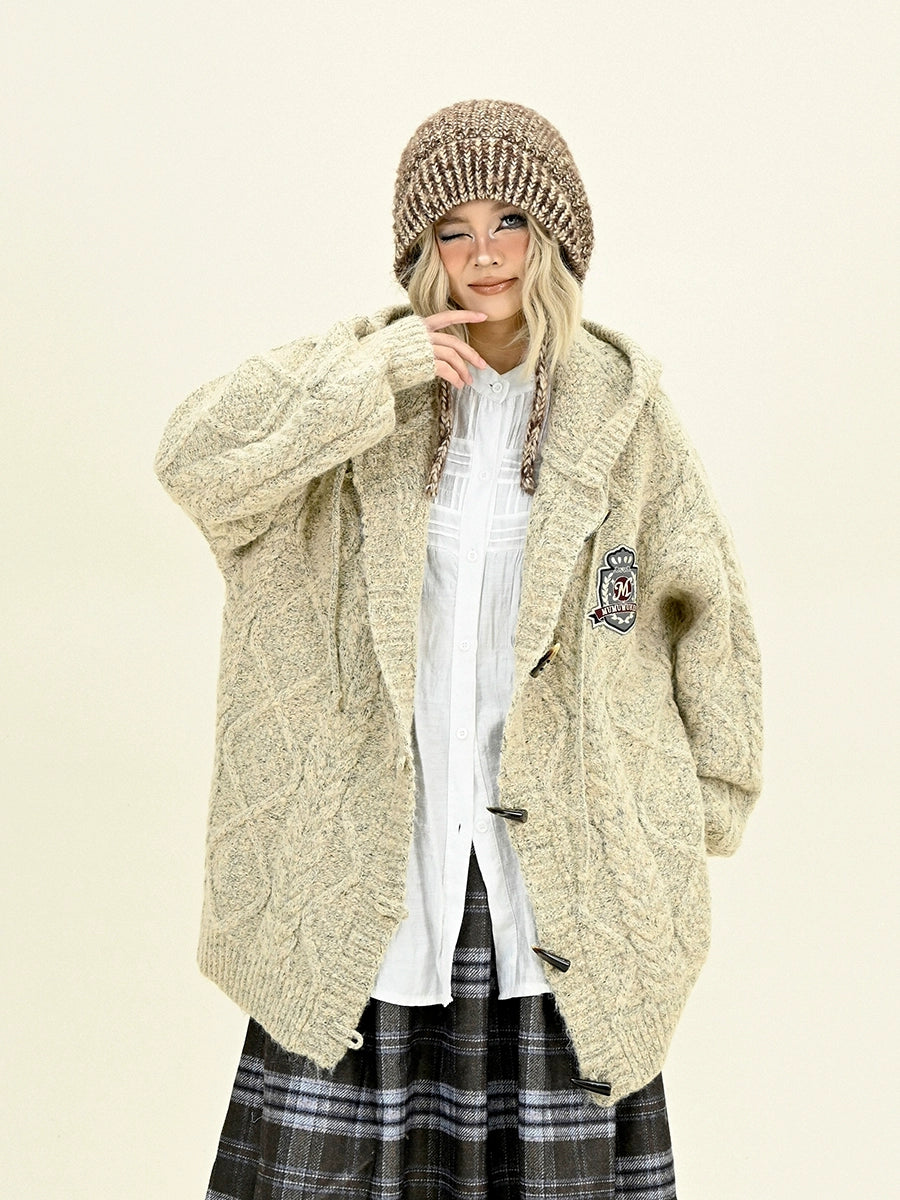 Cable Knit Hooded Cardigan NA6450