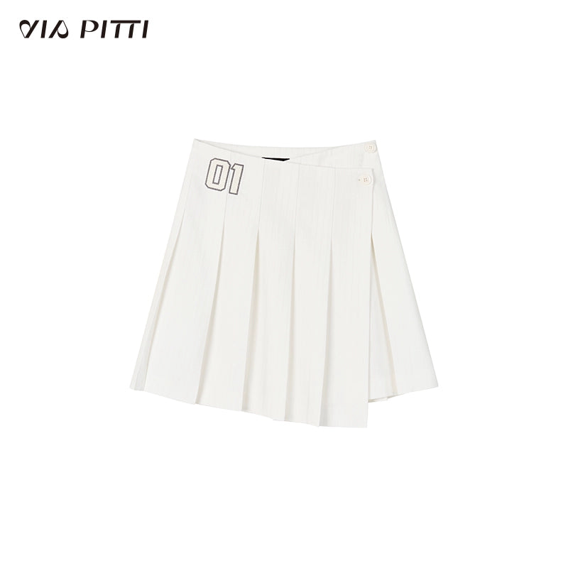 Pleated A-Line Skirt & Belt NA4979