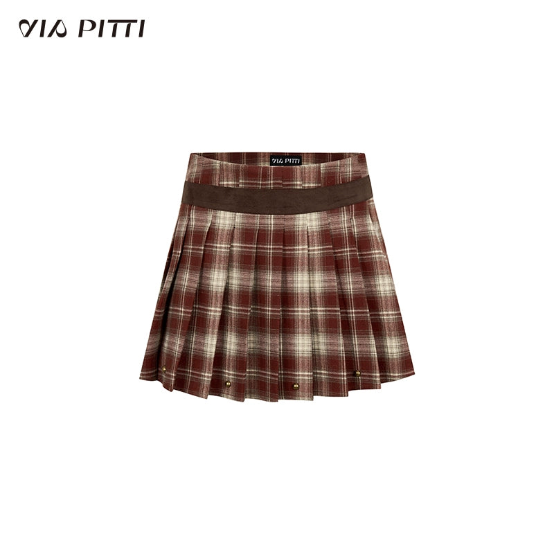 Plaid Pleated Short Skirt NA4822