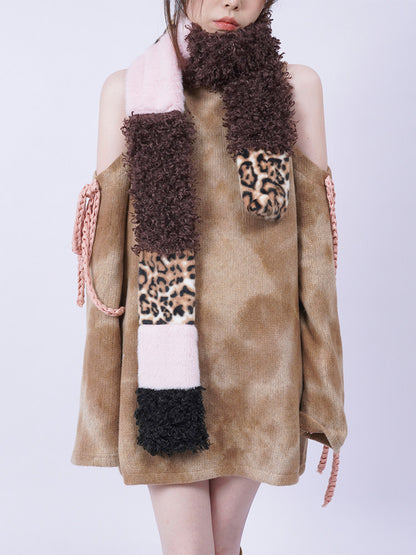 Patchwork Fake Fur Scarf NA8448