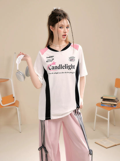 Round Neck Sporty Short Sleeve T-shirt NA3304