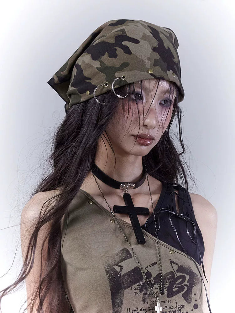 NA8545 WSW bodyless [spicy female soldier] original design rivet cargo camouflage to make a versatile old bandana square scarf NA8545