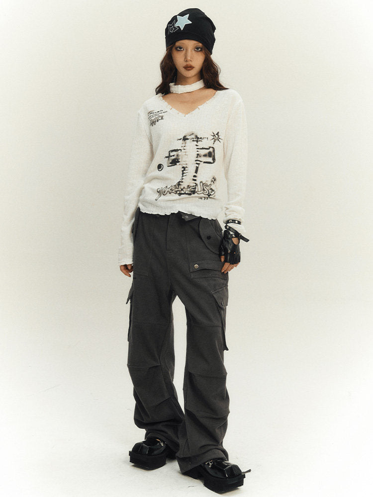 Slim Fit Graphic Design Thin Knit Sweater NA8902