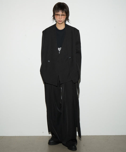 Wrap Tie Waist Tailored Jacket & Wide Leg Trousers Setup NA9119