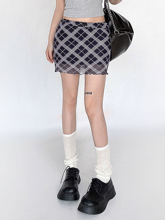 Mesh Double Layer Short Skirt NA4600