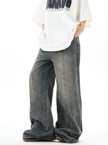 Washed Wide Leg Denim Jeans NA2894