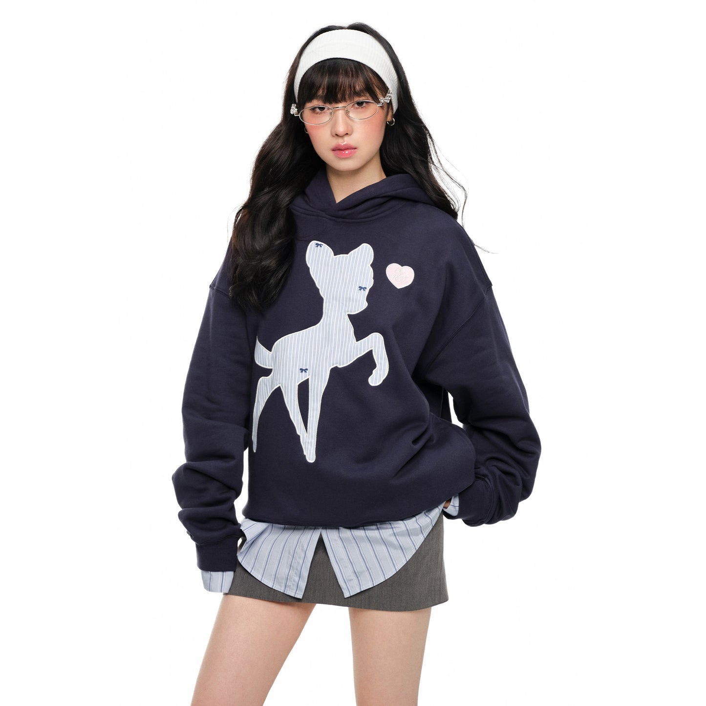 Deer Print Sweat Hoodie NA6058