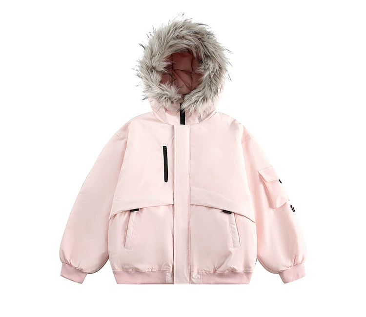 Fake Fur Collar Hooded Puffer Jacket NA6241