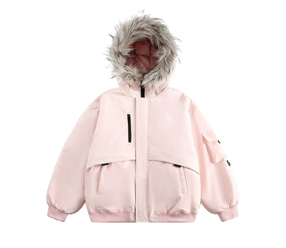 Fake Fur Collar Hooded Puffer Jacket NA6241