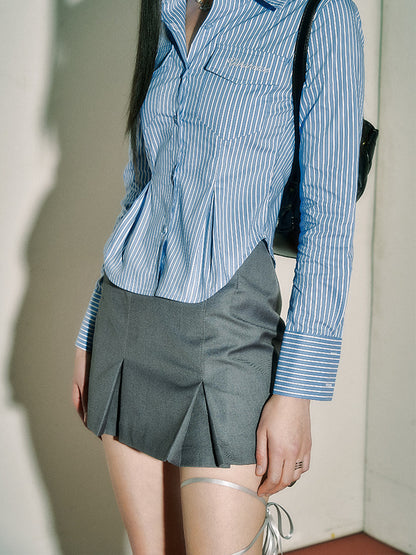 Pleats A-Line High-Waist Short Skirt NA8927