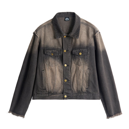 Washwd Damage Denim Jacket & Damage Wide Leg Denim Jeans Setup NA9431