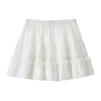 High Waist Jacquard Lace Fluffy Short Skirt NA5398