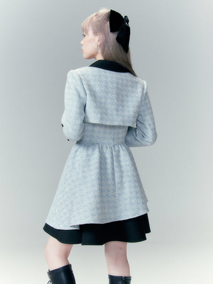 Bow Accent Cropped Jacket & Flared Dress Setup NA8808