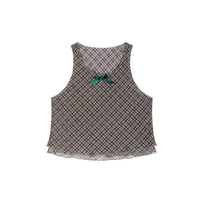 Checkered Tank Top & Short Skirt NA3821